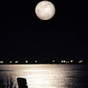 And No One Was There - To See The Full Moon Over The Bay Art Print