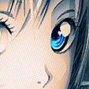 Anime Girl Eyes 2 Gold Art Print