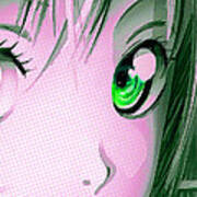 Anime Girl Eyes 2 Pink Art Print