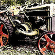 Antique Case Tractor Red Wheels Art Print