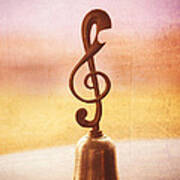 Antique Copper Handbell With G-clef Handle Art Print