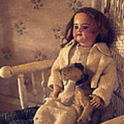 Antique Doll With A Puppy Art Print