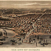 Antique Map of Chicago Illinois as it Appeared in 1871 Before the Fire Art Print