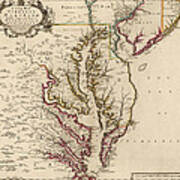 Antique Map Of Maryland And Virginia By John Senex - 1719 Art Print
