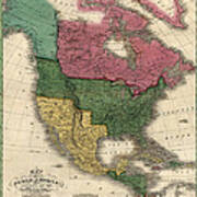 Antique Map Of North America By D. H. Vance - 1826 Art Print