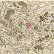 Antique Map Of Paris France By Cesar-francois Cassini - 1789 Art Print