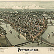 Antique Map Of Pittsburgh Pennsylvania By T. M. Fowler - 1902 Art Print
