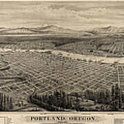 Antique Map Of Portland Oregon By E.s. Glover - 1879 Art Print