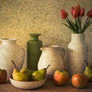 Apples Pears And Tulips Art Print