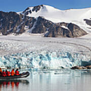 Arctic Tourists Cruising Glacier In Art Print