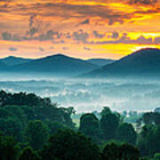 Asheville Nc Blue Ridge Mountains Sunset - Welcome To Asheville Art Print