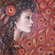 Asian Dream In Red Flowers 010809 Art Print