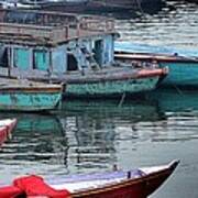 At The Docks Ii - Varanasi India Art Print