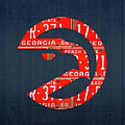 Atlanta Hawks Basketball Team Retro Logo Vintage Recycled Georgia License Plate Art Art Print