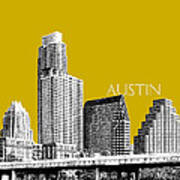 Austin Texas Skyline - Gold Art Print