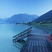 Austria, Tyrol, View Of Jetty At Lake Art Print