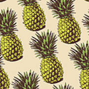 Background With  Pineapples Art Print