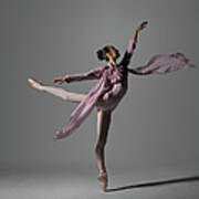 Ballerina Performing Arabesque On Pointe Art Print