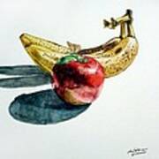 Bananas And An Apple Art Print