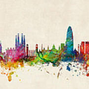 Barcelona Spain Skyline Art Print