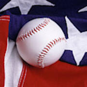 Baseball With American Flag Art Print