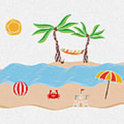 Beach Fun Illustration Art Print