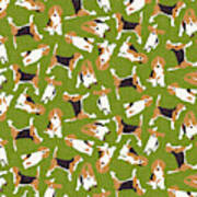 Beagle Scatter Green Art Print