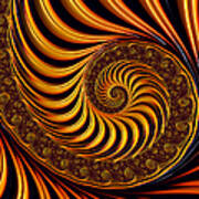 Beautiful Golden Fractal Spiral Artwork Art Print