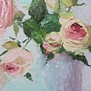 Beautiful Roses Oil Palette Knife Painting Art Print