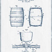 Beer Keg Patent Drawing From 1898 -  Blue Ink Art Print