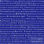 Berlin In Words Blue Art Print