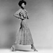 Beverly Johnson Wearing A Chevron Striped Dress Art Print