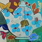 Big Floral Tea Pot Art Print