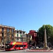 Big Red Bus In Palma, Mallorca #street Art Print