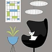 Black Egg Chair Art Print