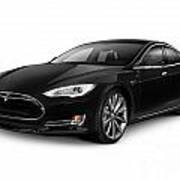 Black Tesla Model S Red Luxury Electric Car Art Print