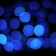 Blue Circular Light Pattern Art Print