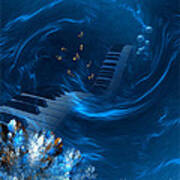Blue Coral Melody - Fantasy Art By Giada Rossi Art Print