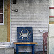 Blue Crab Chair Art Print