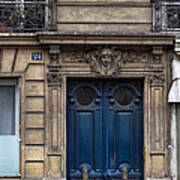 Blue Door In Paris Art Print