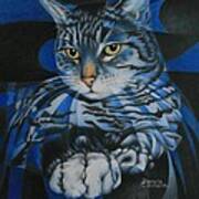 Blue Feline Geometry Art Print