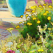 Blue Garden Pot Art Print