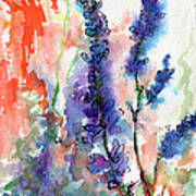 Blue Lupines Watercolor And Ink Art Print