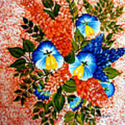Blue Pansies Bouquet Art Print