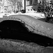 Bmw Car Buried In Snow By The Side Of A Road In Kirkenes Finnmark Norway Europe Art Print