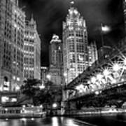 Boat Along The Chicago River Art Print