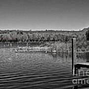 Boat Dock Black And White Art Print