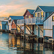 Boathouses In The Golden Hour Art Print