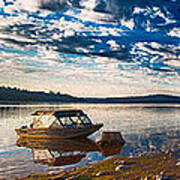 Boating Peacefully On Howard Prairie Lake Art Print