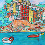 Boats In Front Of The Buildings X Art Print